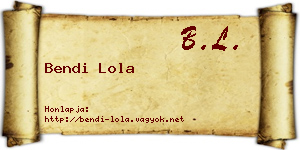 Bendi Lola névjegykártya